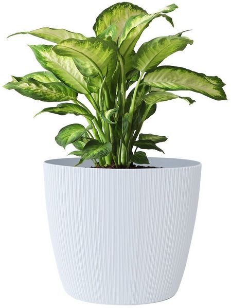 KONZEPT Blumentopf 5,2 l, gerillte Struktur 22 cm, Übertöpfe für Zimmerpflanzen, ideal für Wohnzimmer, Küche und Balkon