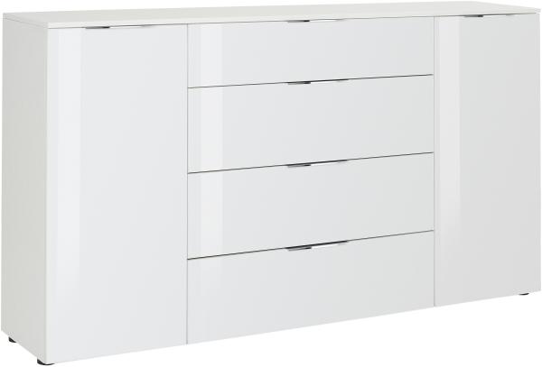 Kommode >TREND< (BxHxT: 180 x 100 x 40 cm) in weiß matt - Weißglas
