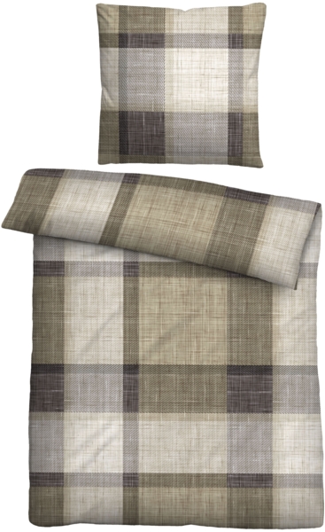 biberna Feinbiber Bettwäsche 0004101 KARO, taupe, 1x 155x220 cm + 1x 80x80 cm