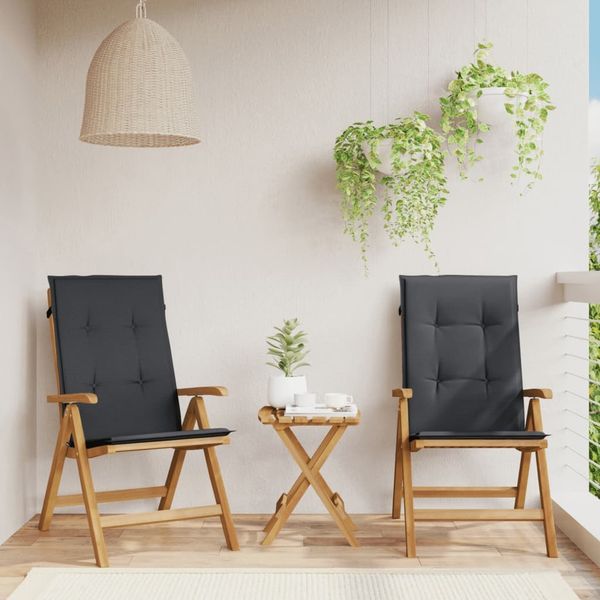 Gartenstühle 2er Set, Bistrostühl mit Kissen Massivholz Teak