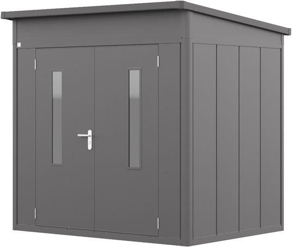 GFP PrimeyardGerätehaus Metall Gartenhaus 228 x 180 x 231 cm Geräteschuppen Pultdach anthrazit