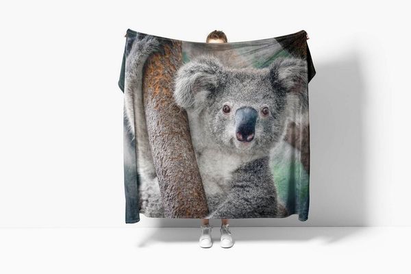 Sinus Art Handtücher Handtuch Strandhandtuch Saunatuch Kuscheldecke mit Tiermotiv Koalabär Koala Aus, Baumwolle-Polyester-Mix (1-St), Handtuch