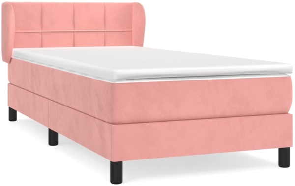 vidaXL Boxspringbett mit Matratze Rosa 90x200 cm Samt 3127474