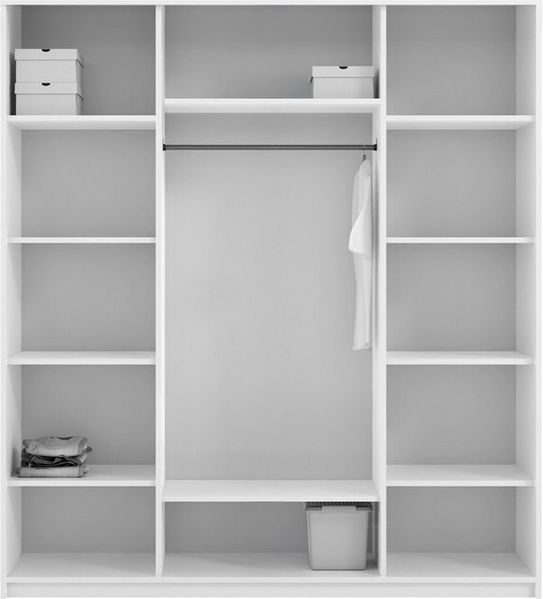 MOEBLO Drehtürenschrank Serena (Modernes, minimalistisches Design mit Vierflügeligen Türen, geräumiger Kleiderstange, mehreren Einlegeböden und robusten Materialien – Perfekt für Schlafzimmer, Garderobe oder Flur Kleiderschrank Schrank Garderobe Schlaf... Bild 3
