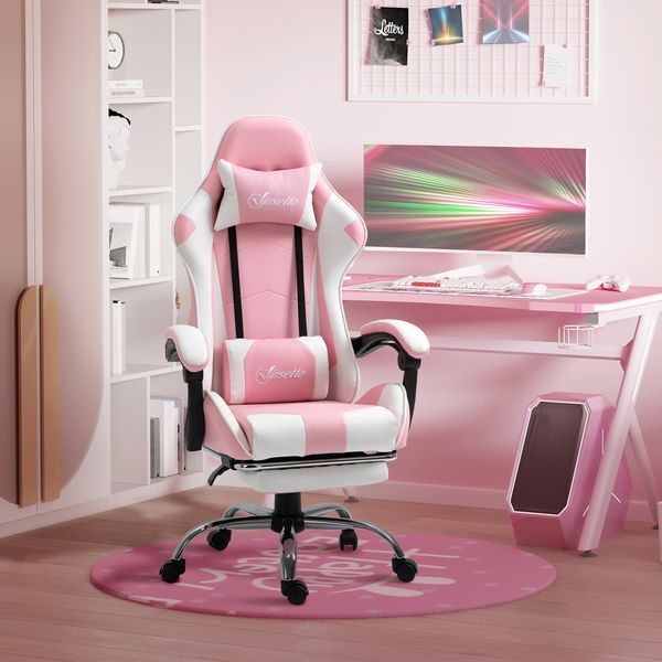 Drehstuhl 64x67x119-127 cm, höhenverstellbar & drehbar, Rosa