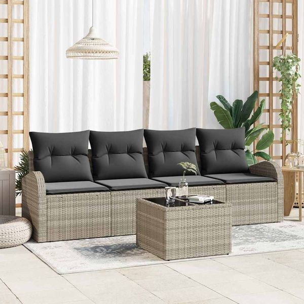vidaXL Gartensofa-set Hellgrau 55 x 55 x 37 cm Poly-Rattan 3345912
