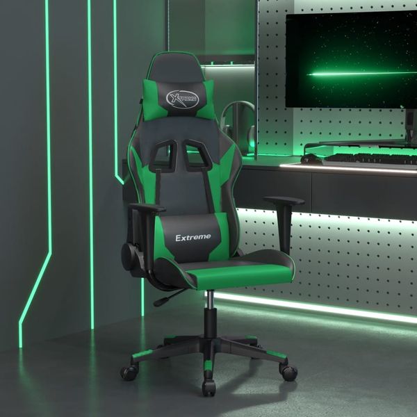 Gaming-Stuhl, Schreibtischstuhl, Bürostuhl mit Massagefunktion Schwarz und Grün Kunstleder