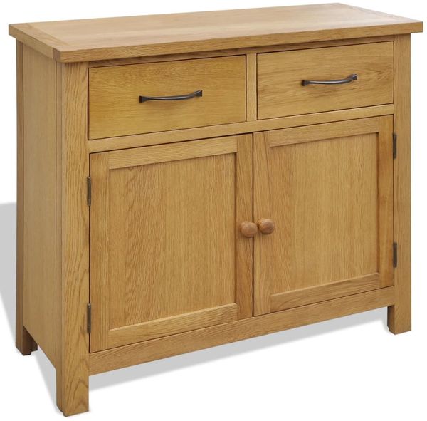 vidaXL Sideboard 90 x 33,5 x 83 cm Massivholz Eiche [242744]