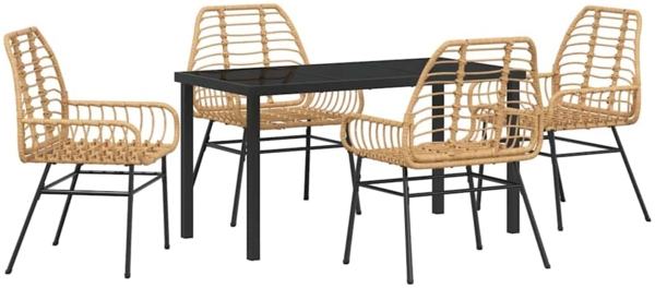 vidaXL Garten Essgruppe 5 pcs Braun Poly-Rattan 3380850 Bild 1