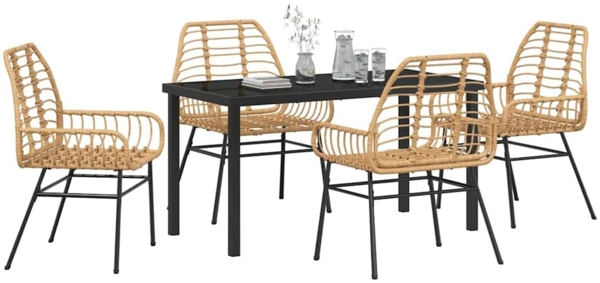 vidaXL Garten Essgruppe 5 pcs Braun Poly-Rattan 3380850 Bild 2