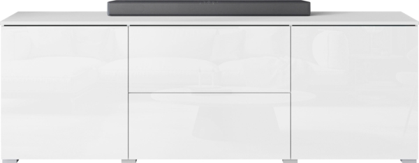 TV-Lowboard Doppo 180 (Farbe: Weiß / Weiß Hochglanz, ohne Beleuchtung)