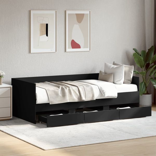 vidaXL Tagesbett mit Schubladen ohne Matratze Schwarz 75x190 cm 3280833