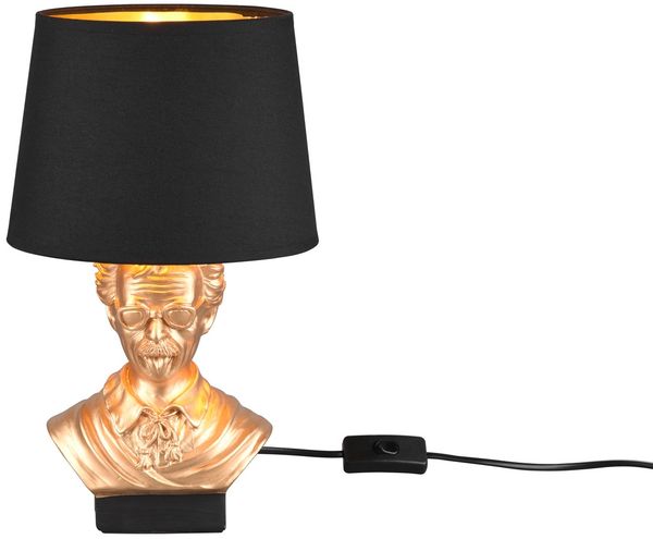 Tischleuchte, Keramik, gold, Stoff, schwarz, H 36 cm
