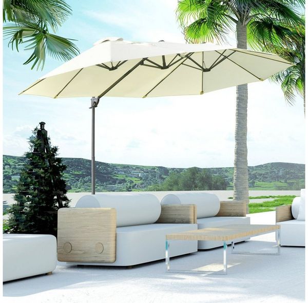 Outsunny Sonnenschirm Doppelschirm mit Kurbel Verstellbarer Gartenschirm, LxB: 270x270 cm, Doppelsonnenschirm, Doppelsonnenschirm, Doppelsonnenschirm
