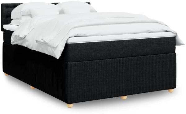 vidaXL Boxspringbett mit Matratze Schwarz 140x190 cm Stoff 3289767