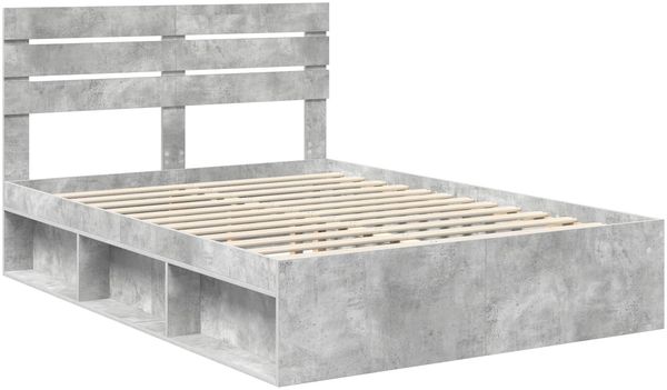vidaXL Bettrahmen mit Kopfteil Beton 140 x 190 cm Massives Kiefernholz 3411418 Bild 4
