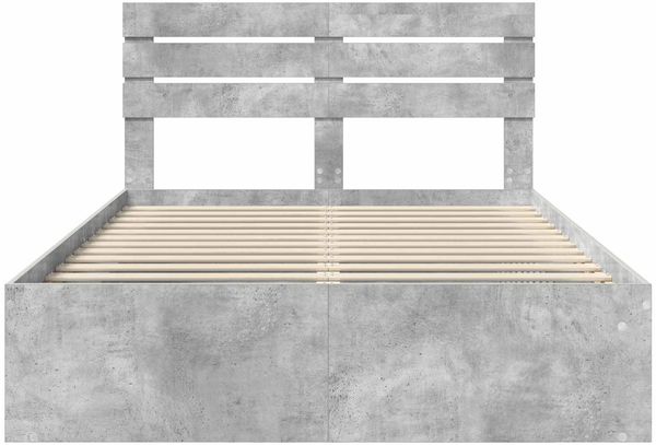 vidaXL Bettrahmen mit Kopfteil Beton 140 x 190 cm Massives Kiefernholz 3411418 Bild 7