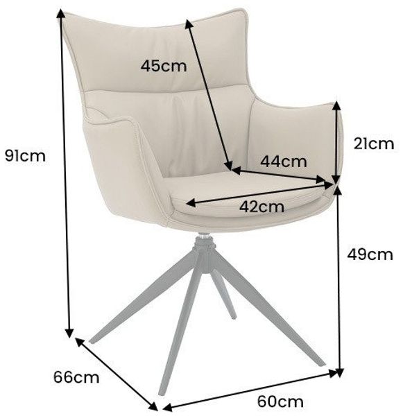 riess-ambiente Drehstuhl VOGUE taupe/schwarz - Kunstleder, Metall, 360° drehbar, mit Armlehne (Einzelartikel, 1 St), moderner Polsterstuhl - ideal für Ess-, Arbeits-, Wohnzimmer & Büro Bild 4