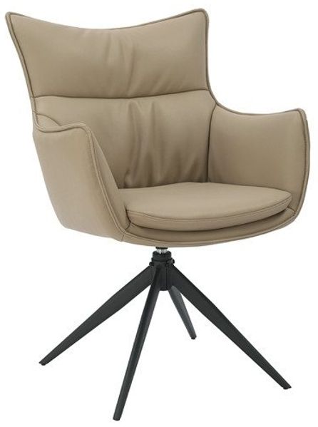 riess-ambiente Drehstuhl VOGUE taupe/schwarz - Kunstleder, Metall, 360° drehbar, mit Armlehne (Einzelartikel, 1 St), moderner Polsterstuhl - ideal für Ess-, Arbeits-, Wohnzimmer & Büro Bild 2