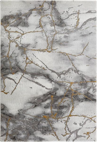 LUXOR living Teppich Phoenix, rechteckig, Höhe: 17 mm, modernes Marmor Design, Hoch-Tief Effekt, Seidenoptik, Wohnzimmer