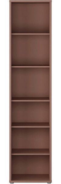 Forte Alice Springs Bücherregal 50, modern-minimalistisch, 5 Einlegeböden, Wohnzimmer/Büro, Holzwerkstoff, Terrakotta, 49,8 cm breit x 214,3 cm hoch x 34,9 cm tief