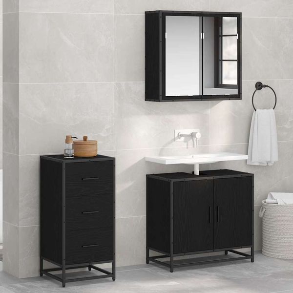 vidaXL Sideboard Schwarz Eichen-Optik 35,5 x 35 x 76 cm 883587