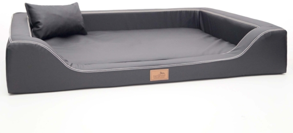 MELODY LATEX Anti-Haar Kunstleder | Orthopädisches LUXUS-Hundebett - 02 Graphit, 150x100cm