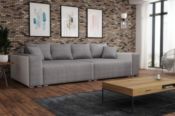 Big Sofa Couchgarnitur REGGIO Megasofa mit Schlaffunktion Weiss-Grau