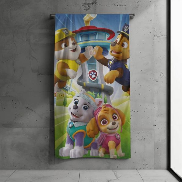 MTOnlinehandel Badetuch Paw Patrol 70x140 cm, 100 %, Baumwolle (1-St), Strandtuch mit Chase, Rubble, Everest & Skye für Kinder