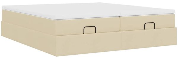 vidaXL Ottoman-Bett mit Matratzen Creme 200x200 cm Stoff 3311253 Bild 10