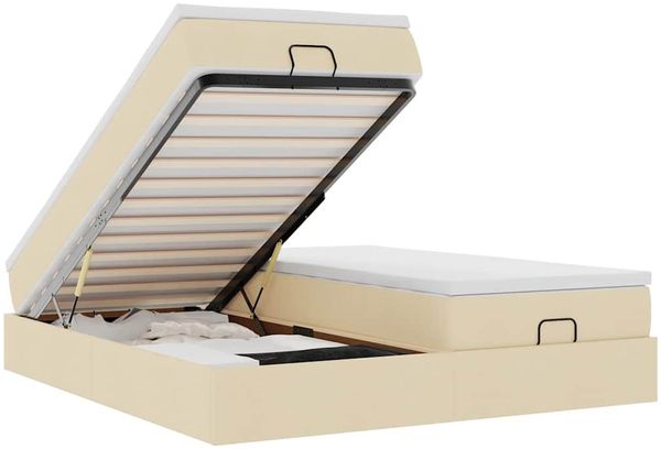 vidaXL Ottoman-Bett mit Matratzen Creme 200x200 cm Stoff 3311253 Bild 2