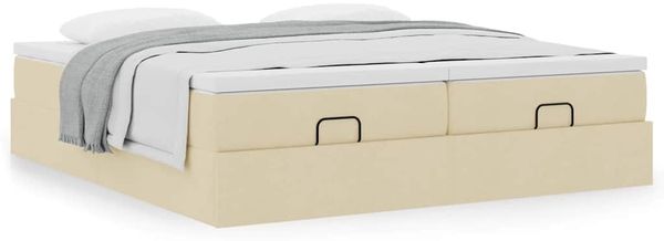 vidaXL Ottoman-Bett mit Matratzen Creme 200x200 cm Stoff 3311253 Bild 4