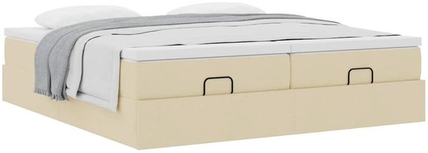 vidaXL Ottoman-Bett mit Matratzen Creme 200x200 cm Stoff 3311253 Bild 5