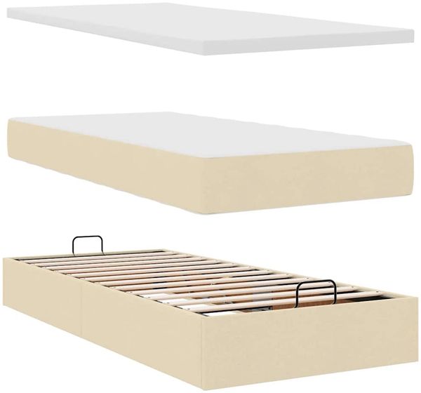 vidaXL Ottoman-Bett mit Matratzen Creme 200x200 cm Stoff 3311253 Bild 8