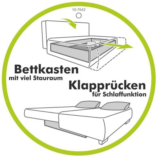 Jockenhöfer Gruppe Ecksofa Orlando L-Form, mit Bettfunktion, Bettkasten und Federkern, mit 1 oder 3 Kopfstützen Bild 3