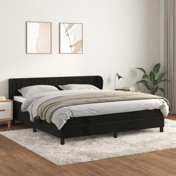 vidaXL Boxspringbett mit Matratze Schwarz 180x200 cm Samt 3127627