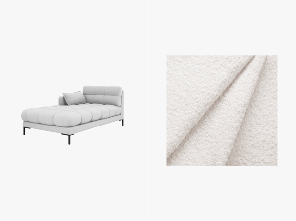 Micadoni Recamiere Mamaia 1-Sitzer Links Boucle Baloo Weiß schwarze Beine