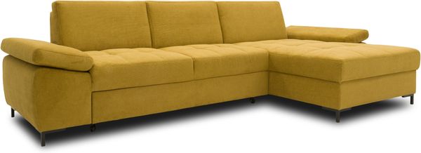DOMO Collection Capelo FK, Ecksofa mit Schlaffunktion, mit Armlehnfunktion, Federkern, Microfaser senf, 297 x 160 cm Bild 2