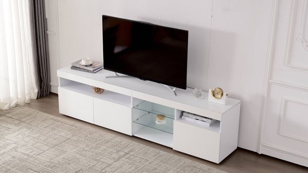 Schwarz moderner TV-Schrank,180×35×48 cm,Weiß,modernes Design, viel Stauraum