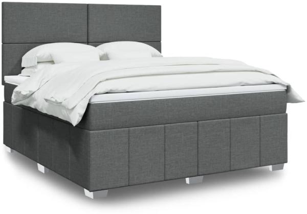 vidaXL Boxspringbett mit Matratze Dunkelgrau 180x200 cm Stoff 3294041