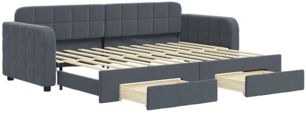 vidaXL Tagesbett Ausziehbar mit Schubladen Dunkelgrau 80x200 cm Samt 3196971