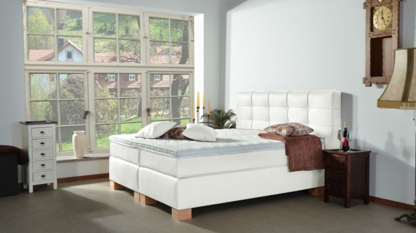 Meisterbetten Boxspringbett Wera 100x200 in KL-White, Matratzenbezug Nano, Komfortschaum-Topper
