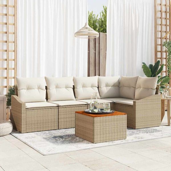 vidaXL Gartensofa-set mit Speicher 6 pcs Beige und Creme Poly-Rattan 3356503
