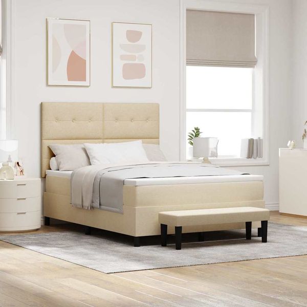 vidaXL Boxspringbett mit Matratze Creme 140 x 200 cm Stoff 3344077