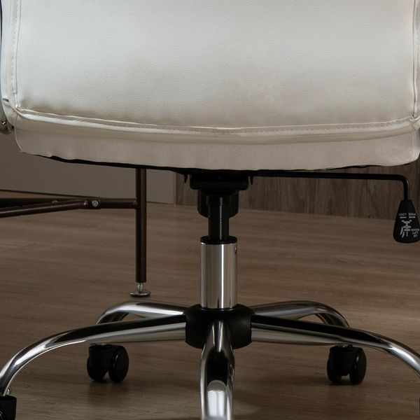MC Star Bürostuhl Kunstleder, ergonomischer Schreibtischstuhl, Drehstuhl (mit Wippenfunktion, höhenverstellbar, Weiß)