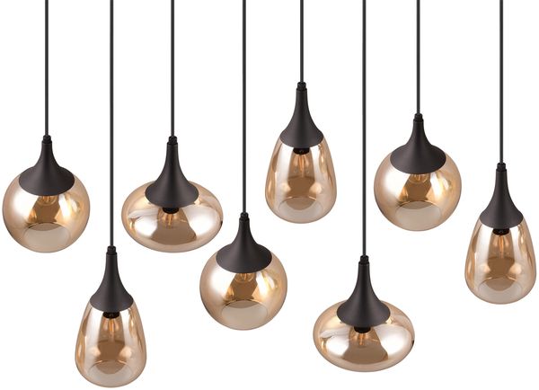 LED Pendelleuchte 8-flammig groß mit Glas amberfarbig, Breite 121cm Bild 8