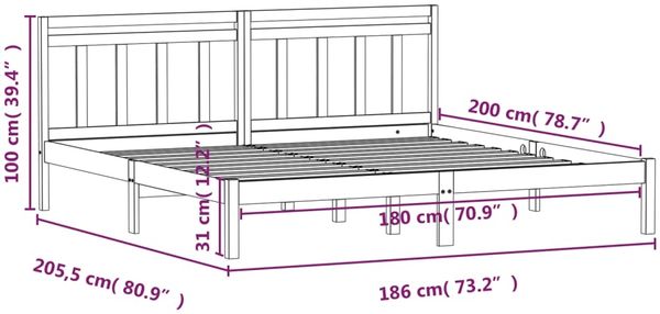 vidaXL Massivholzbett Weiß 180x200 cm 6FT Super King [3100605] Bild 9