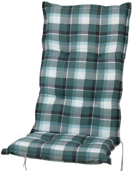 Sun Garden Hochlehnerauflage Hochlehner Prato 10600-200 petrol-grau-weiß kariert 120x49x8 cm, (1 St), mit Bindebändern
