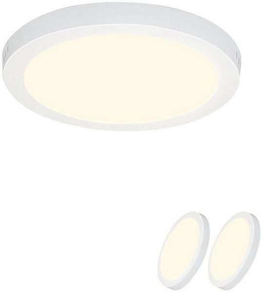 ZMH LED Deckenleuchte Wohnzimmer Quradratisch/Rund Weiß Ø22.5CM Flurlampe Modern für Büro, ‎Flimmerfrei, Energiesparend, Augenschutz, LED fest integriert, Warmweißes, IP44 Spritzwassergeschützt