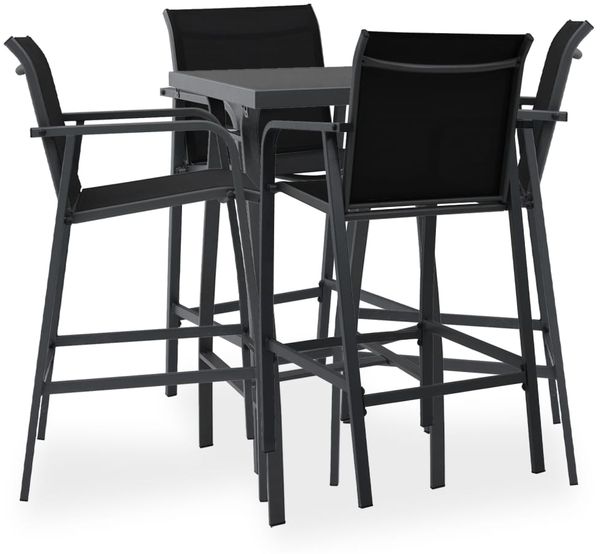 vidaXL 5-tlg. Gartenbar-Set Schwarz 3073574